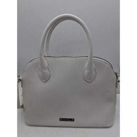 Betsey Johnson White w/ Butterfly Scarf Handbag Purse Handles & Strap Zipper - Picture 4 of 15